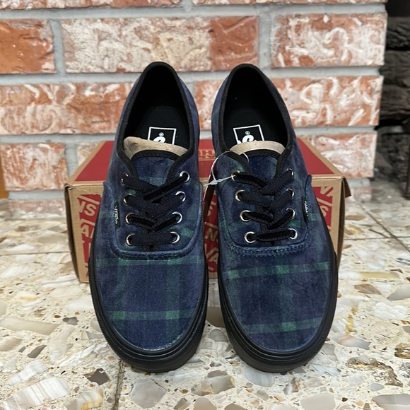 Vans Authentic stacked platform Velvet Plaid green black women’s size 9 - Picture 3 of 10